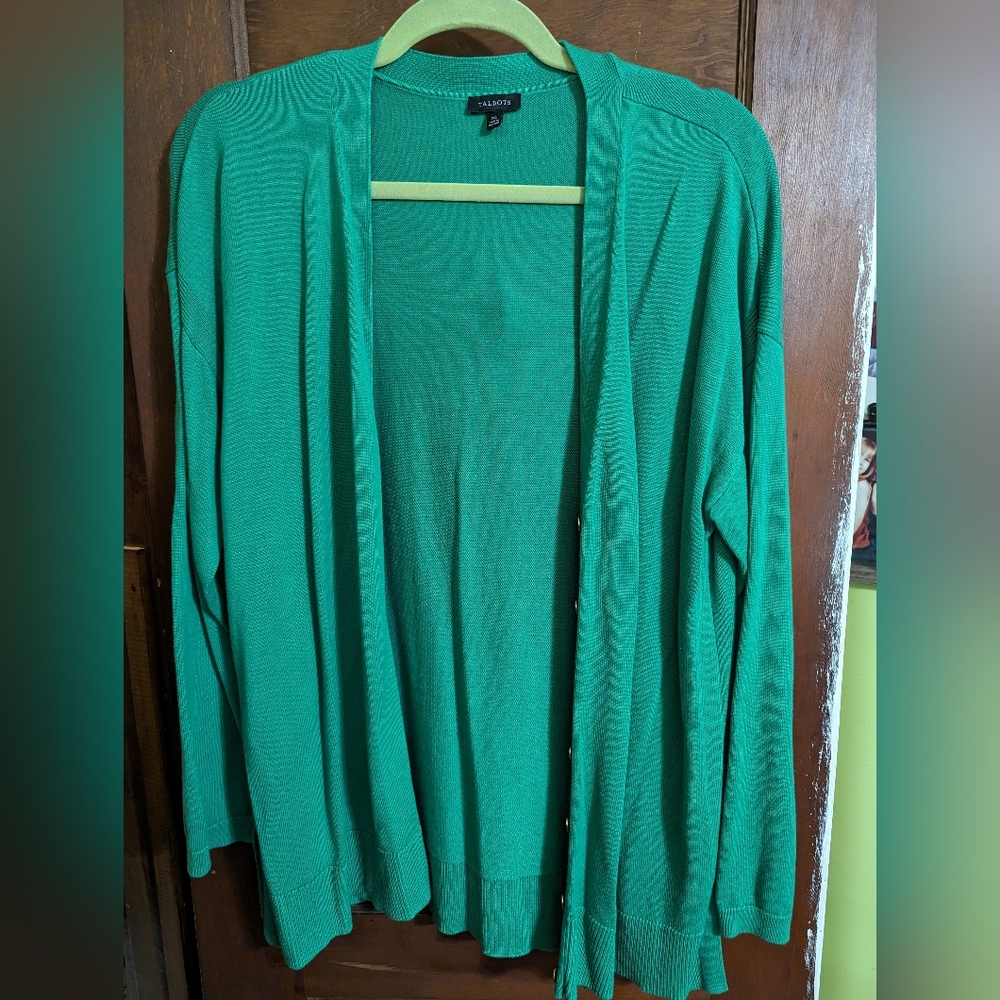 NWOT XL Talbots Green Cardigan